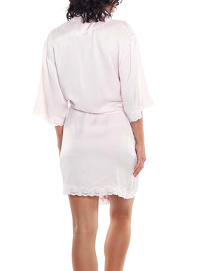 Pure Silk Robe With Lace - Pink Robe Papinelle 
