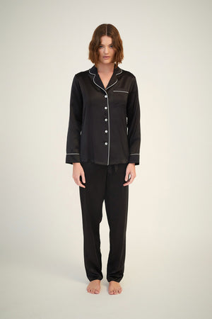 Silk Pyjama Set - Black - Aruke