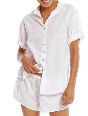 Papinelle Womens Sleepwear, Whale Beach PJ Shirt - White shirt Papinelle 